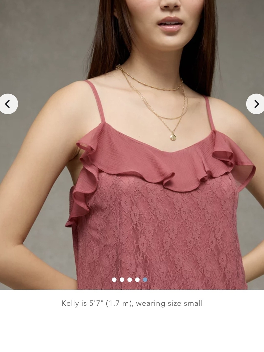 American Eagle Outfitters Lace Ruffle Cami - Dusty Rose